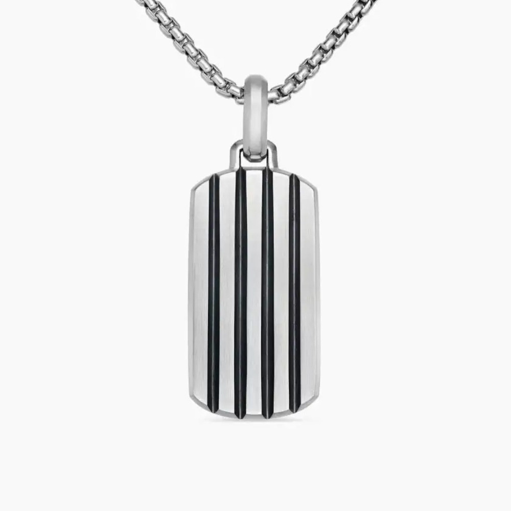 David Yurman Silver Streamlined Square Necklace - Picture 6 of 6